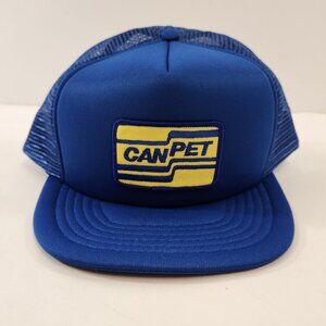 Can-Pet Embroidered Patch Blue Trucker Hat Snapback Cap Mesh 1980s Canada